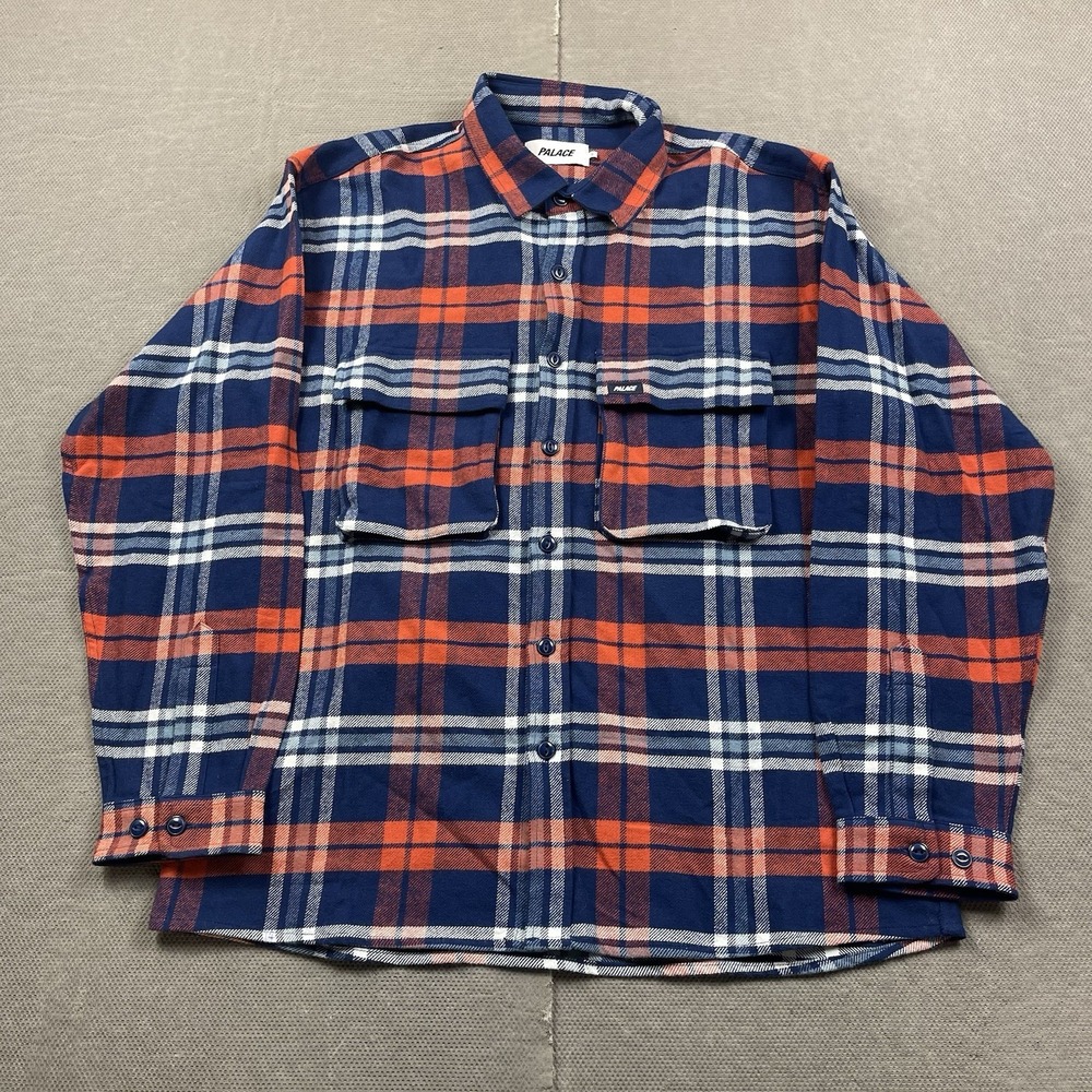 Palace Skateboards Check Shirt Mens Small‎ Flannel Plaid Long Sleeve Button Up